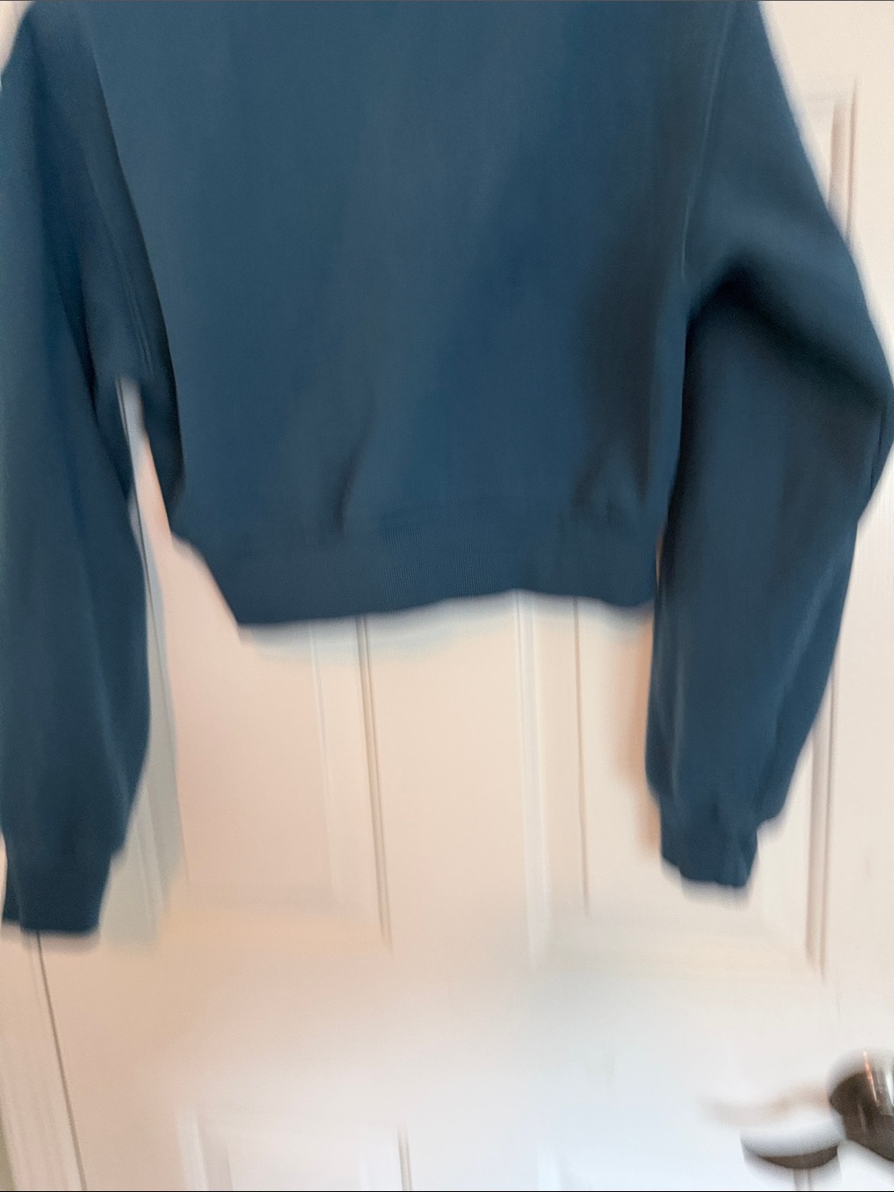 TNA Cropped Half-Zip Sweatshirt in Teal Blue - Picture 5 of 5
